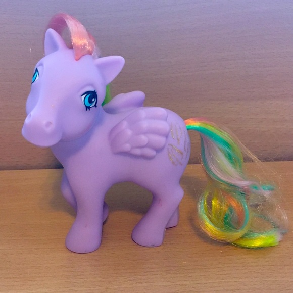 purple my little pony with rainbow hair